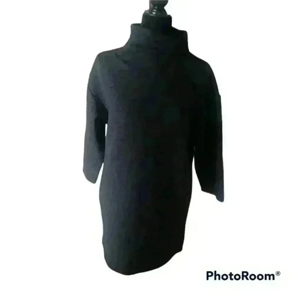 Zara Womens Black Knit Oversized Tunic Dress S - Picture 2 of 10